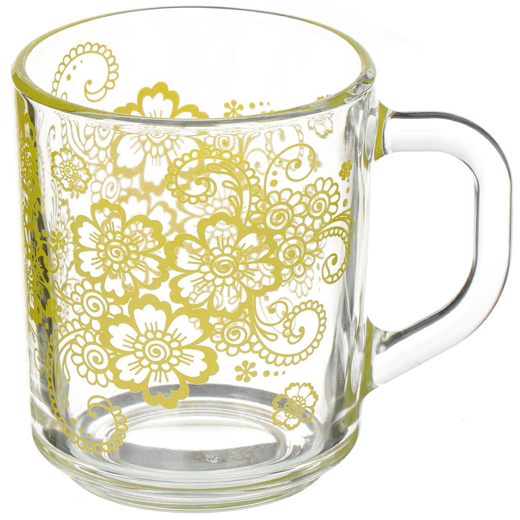 Кружка стекло, 200 мл, Green Tea Кружево цветное, ОСЗ, с1335/К