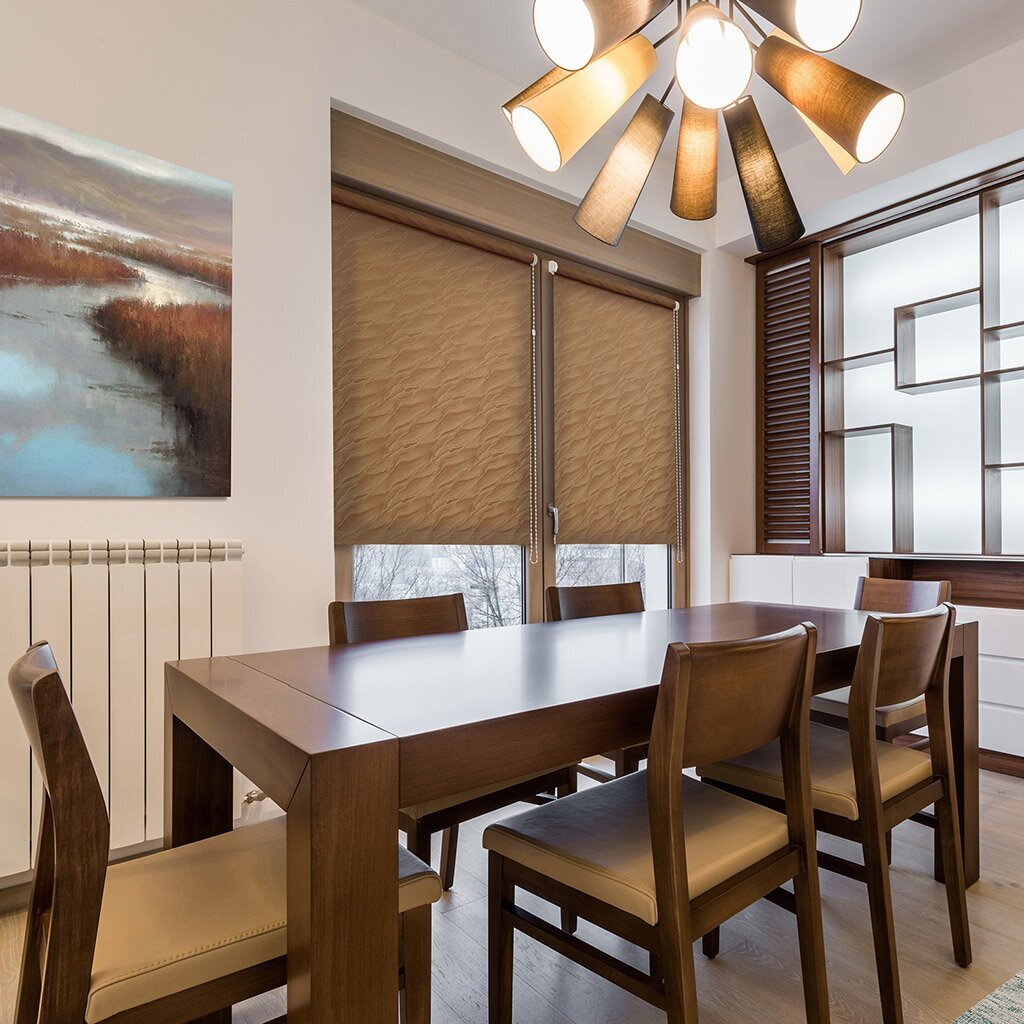 Рулонная штора Веда, 160х43 см, ширина крепления 47 см, какао, Delfa, СРШ-01МЭ-827