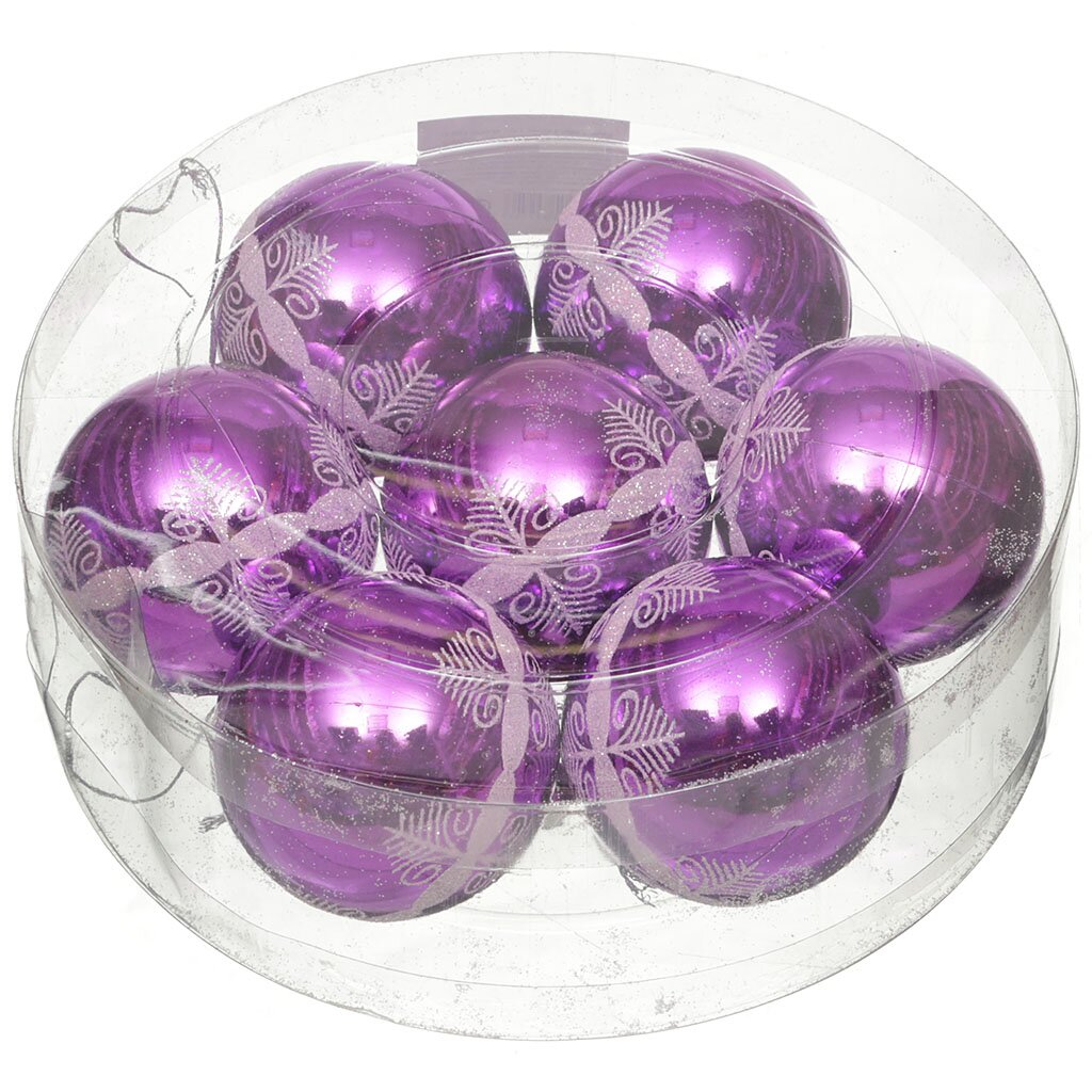 Елочный шар 7 шт, пурпурный, 6 см, SY16-51