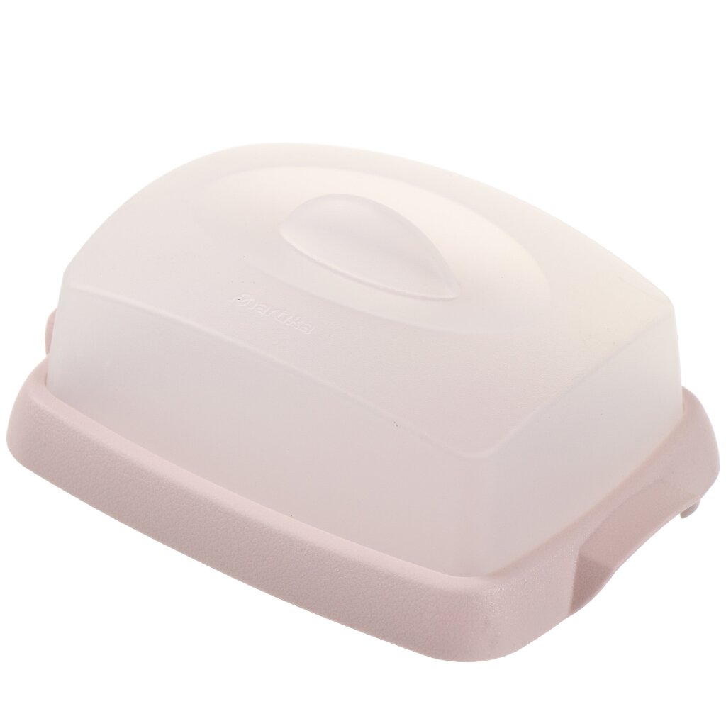 Масленка пластик, 16.7х12.1х6.9 см, крышка пластик, бирюзовый/серый/розовая, Martika, С62БИР/РОЗ/СЕР коробка для хранения martika