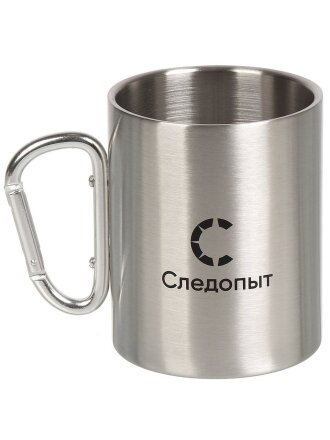 Кружка изотермическая походная, нержавеющая сталь, 0.45 л, с ручкой-карабином, Следопыт, PF-CWS-P129
