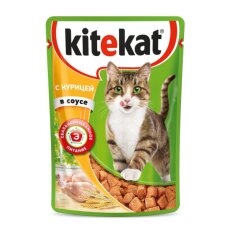 Корм для животных Kitekat, 85 г, для кошек, курица в соусе, пауч