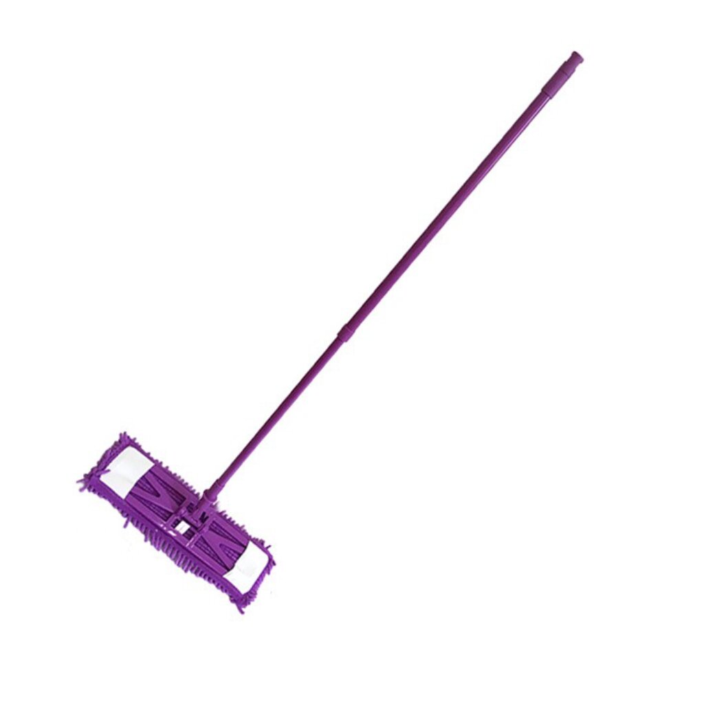 Швабра плоская, микрофибра, 130 см, фиолетовый, телескопическая ручка, фиолетовая, микрофибра-лапша, Мультипласт, Умничка, KD-16F02 ручка телескопическая 3 м микс
