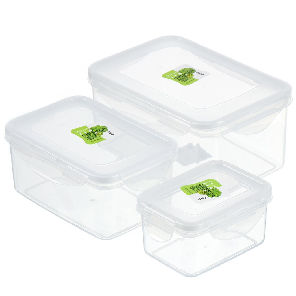 Контейнер пищевой пластик, 1.8 , 0.85, 0.35 л, 3 шт, прямоугольный, PET0551 контейнер пищевой стекло 1 5 л прямоугольный by collection 825 016