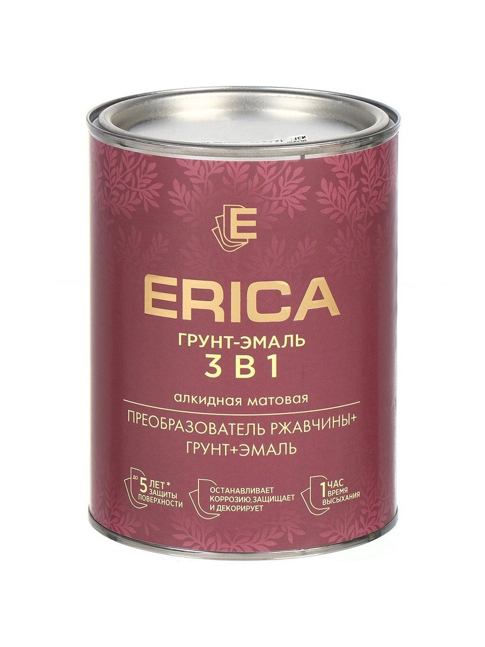 Грунт-эмаль Erica, по ржавчине, алкидная, белая, 0.8 кг