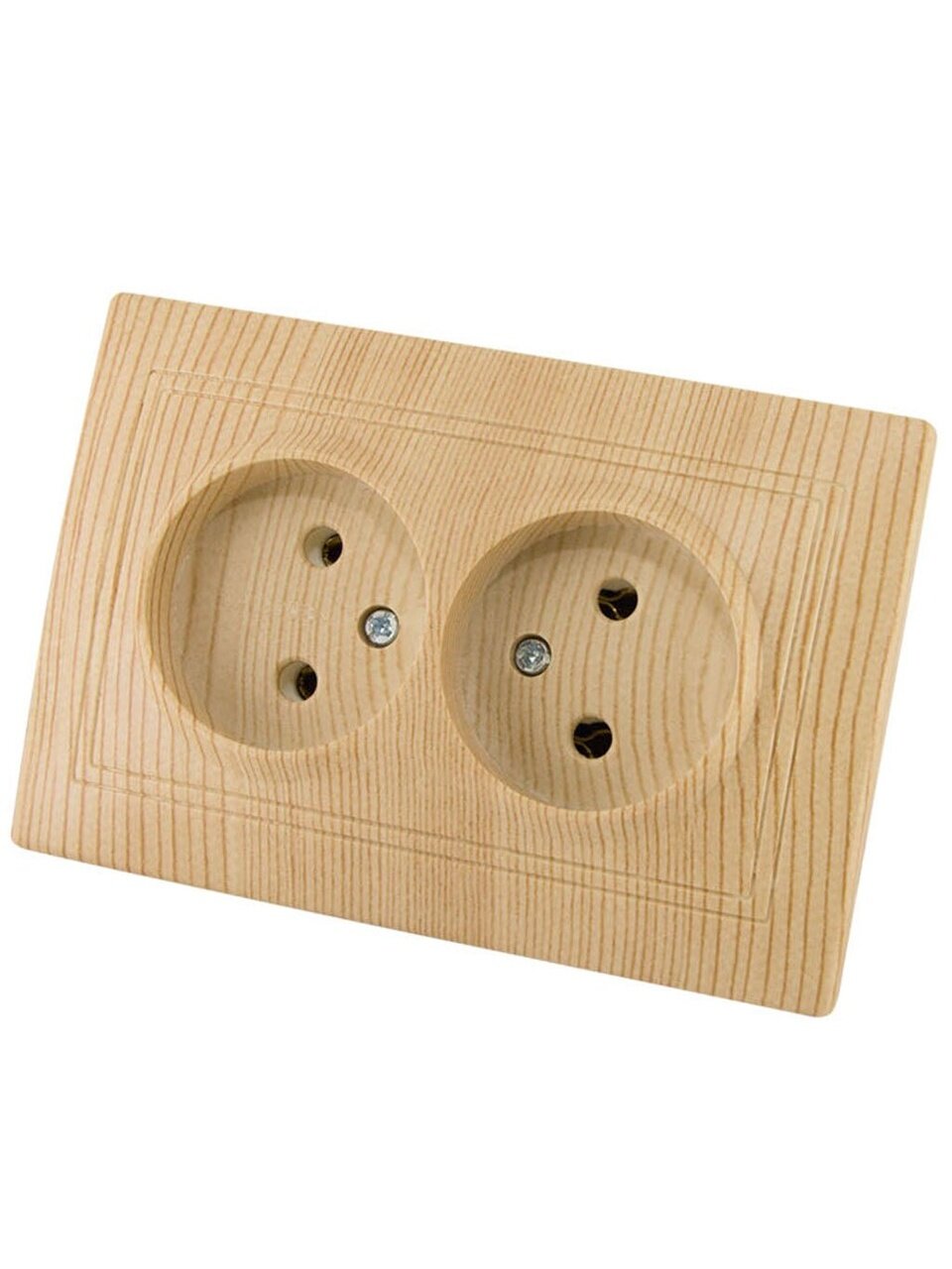 Розетка скрытой установки, 2 гнезда, без заземления, 10 А, 250 В, керамика, IP20, сосна, 2П, TDM Electric, Таймыр Эко, SQ1814-0213