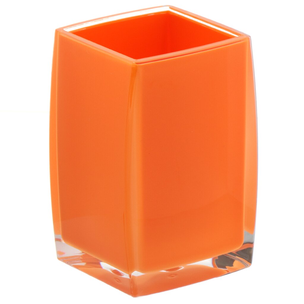 Стакан для зубных щеток, 5х5.8х10 см, пластик, оранжевый, AS0002D-TB стакан для пишущих принадлежностей квадратный сетка металлическая оранжевый