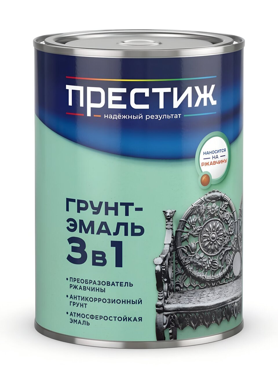 Грунт-эмаль Престиж, по ржавчине, алкидная, серая, 0.9 кг
