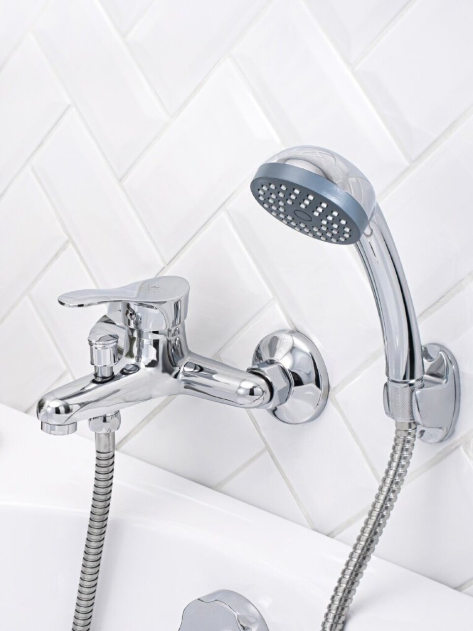 Смеситель для ванны, РМС, короткий излив, с картриджем, хром, SL86-009