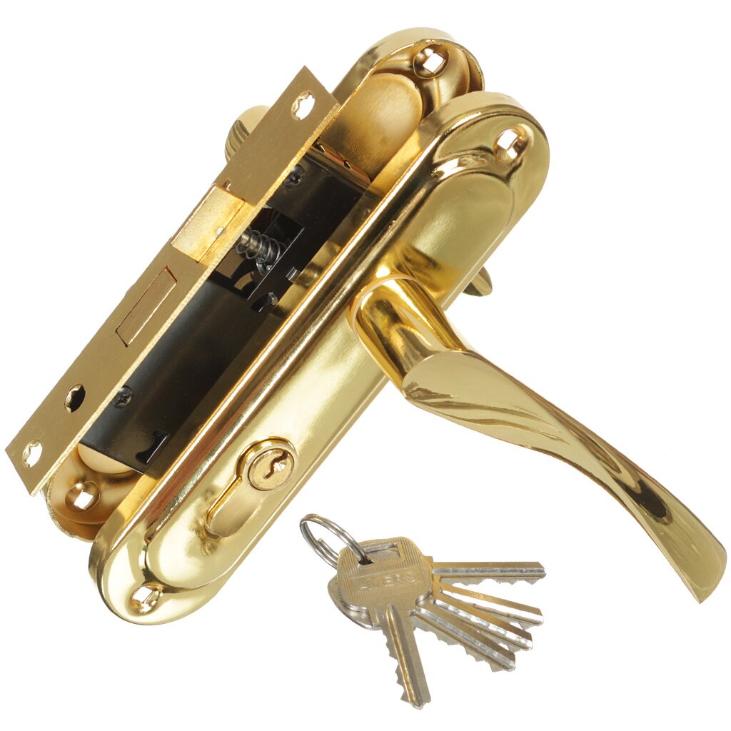 Замок врезной Avers, 0823/60-C-G, 17206, ручка в комплекте, цилиндровый, золотой золотой ключик или приключения буратино ил а власовой