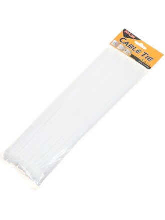 Хомут стяжной кабельный, 3.6х300 мм, нейлон, 100 шт, белый