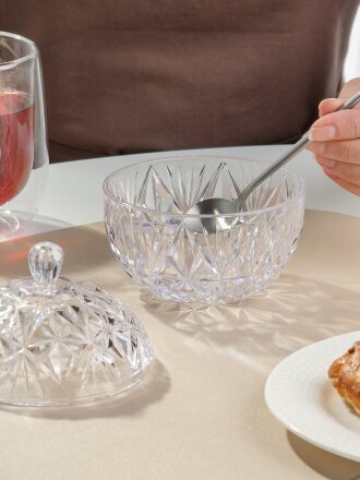 Сахарница 350 мл, пластик, прозрачная, Альтернатива, Шарм, М7333