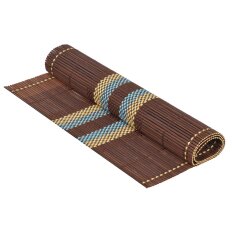 Салфетка сервировочная бамбук, 45х30 см, прямоугольная, коричневая, Плетенка Полосы, Y4-4373