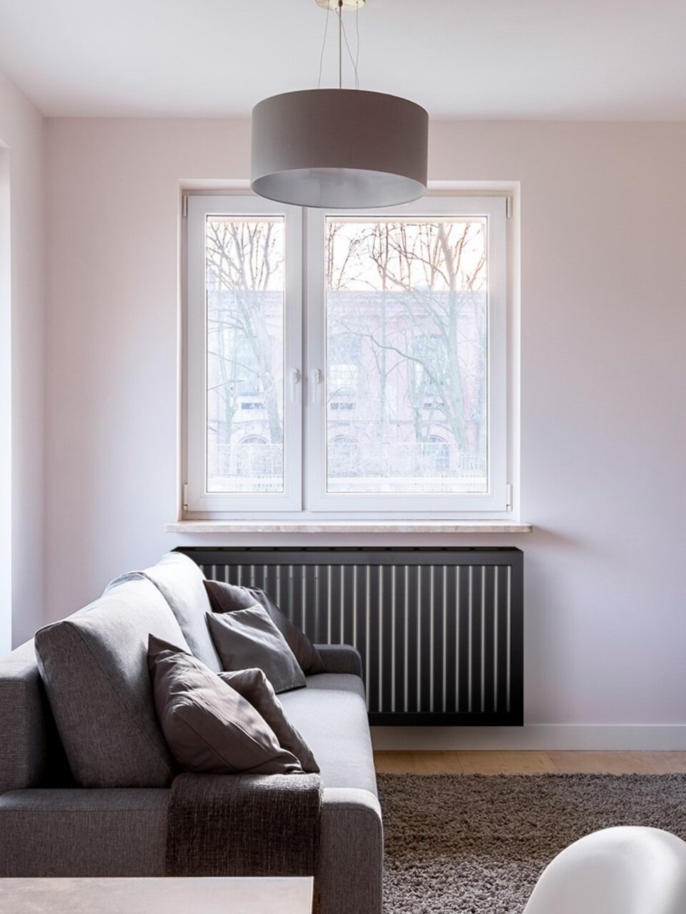 Экран для радиатора, МДФ, 1500х600 мм, черный DE LUXE, реечный, Стильный Дом