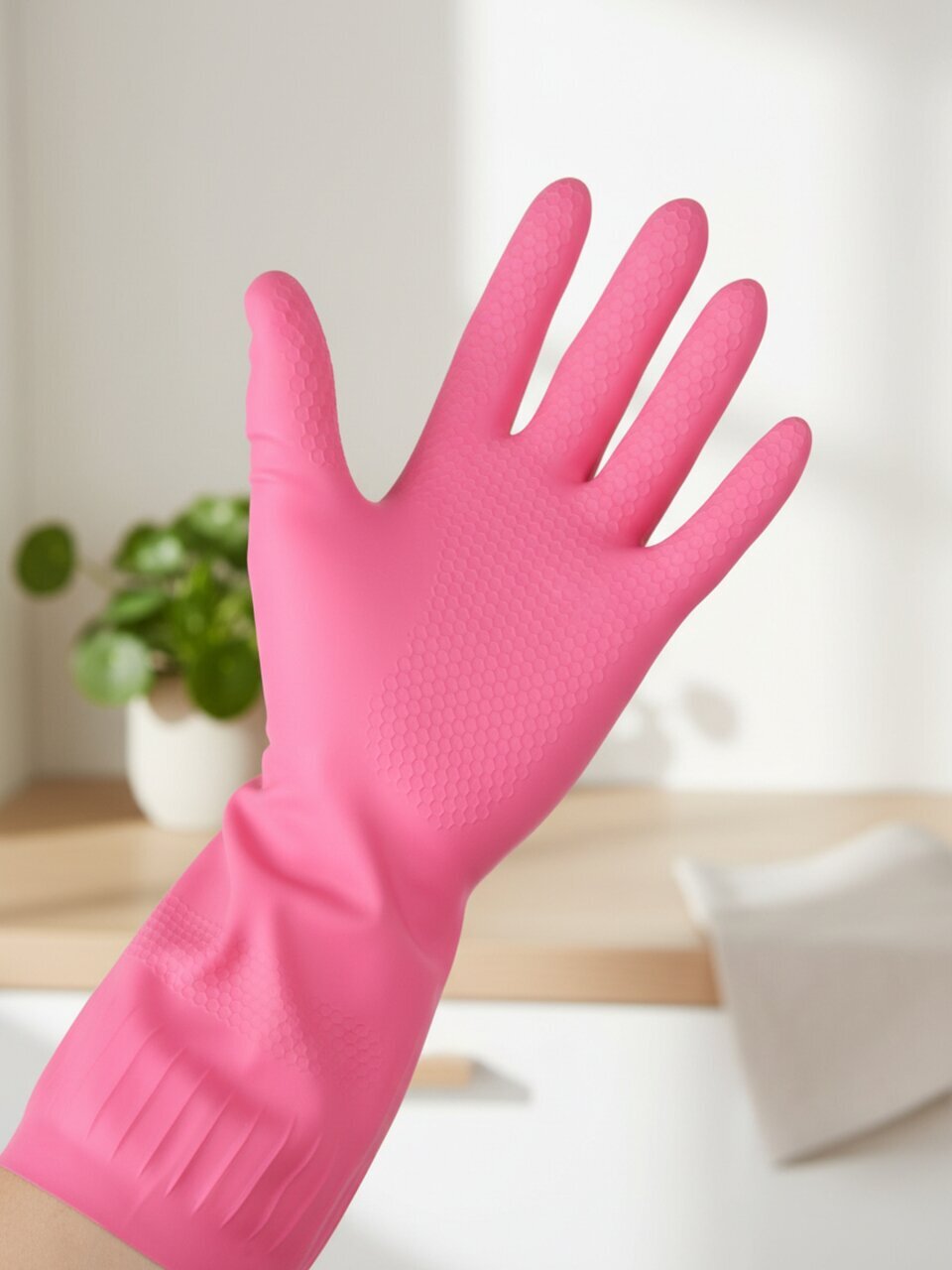 Перчатки латекс, хлопковое напыление, размер S, Аквамаг, Универсальные, ПЛ-01XL/ОП