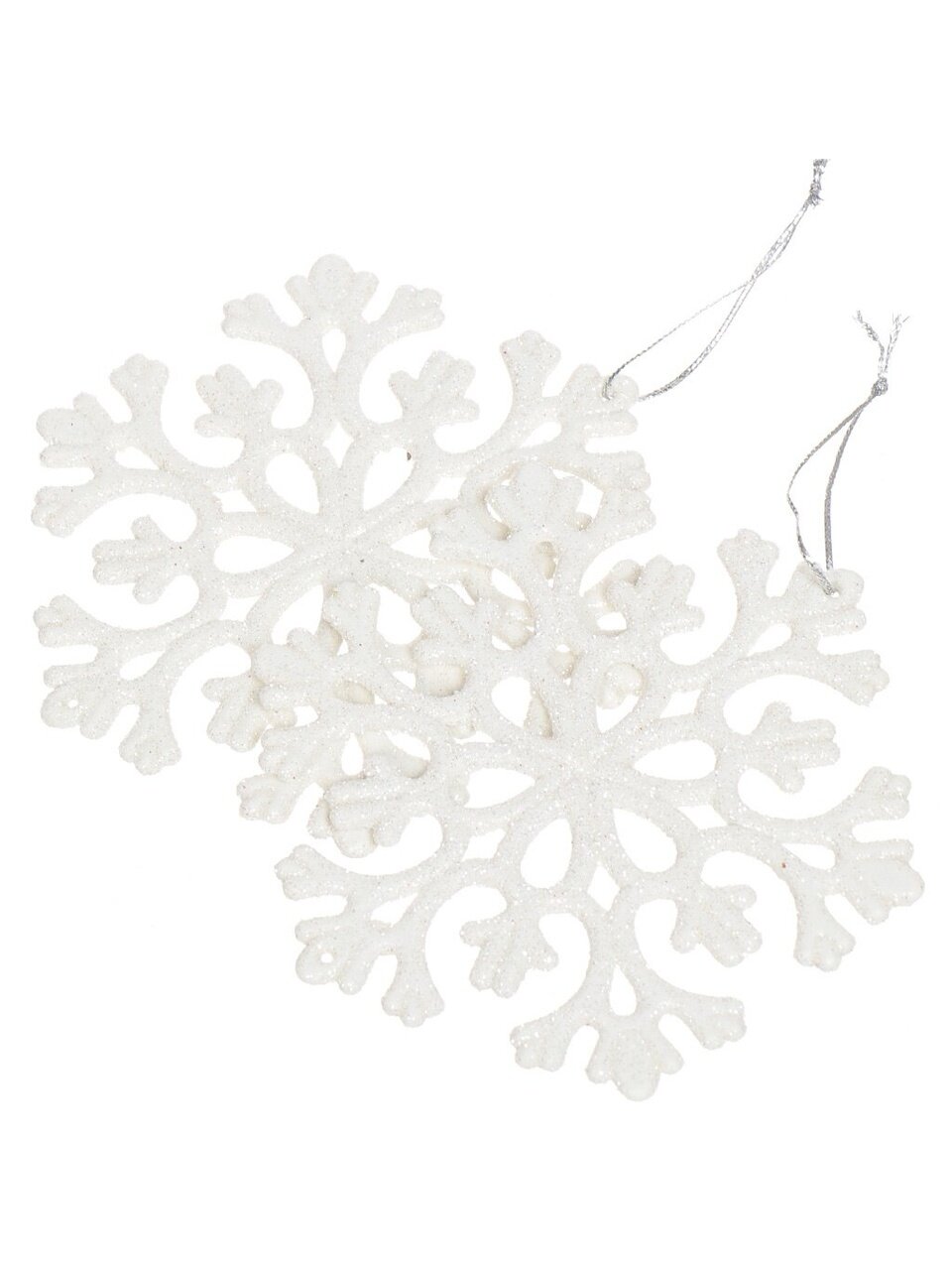 Набор елочных украшений Снежинки, 2 шт, белый/серебро, 11х11 см, пластик, SYLKL-491996