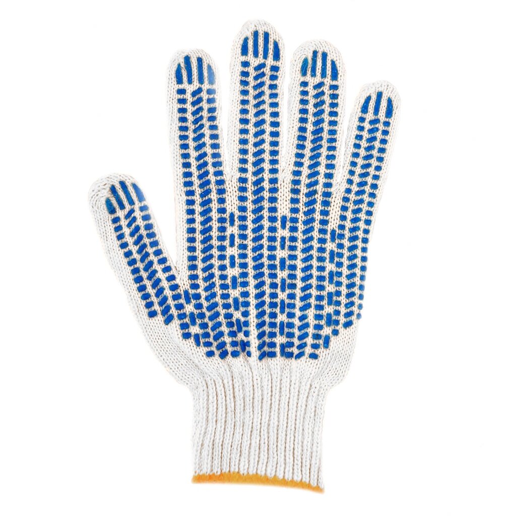 Перчатки х/б, ПВХ покрытие, волна, универсальный размер, 7.5 класс вязки, 4 нити, белая основа трикотажные перчатки с пвх в 4 нити волна пара