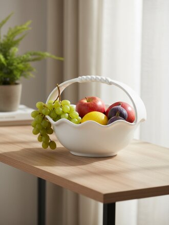 Ваза для фруктов, керамика, 20х16х15 см, с ручкой, Lefard, София, 763-095