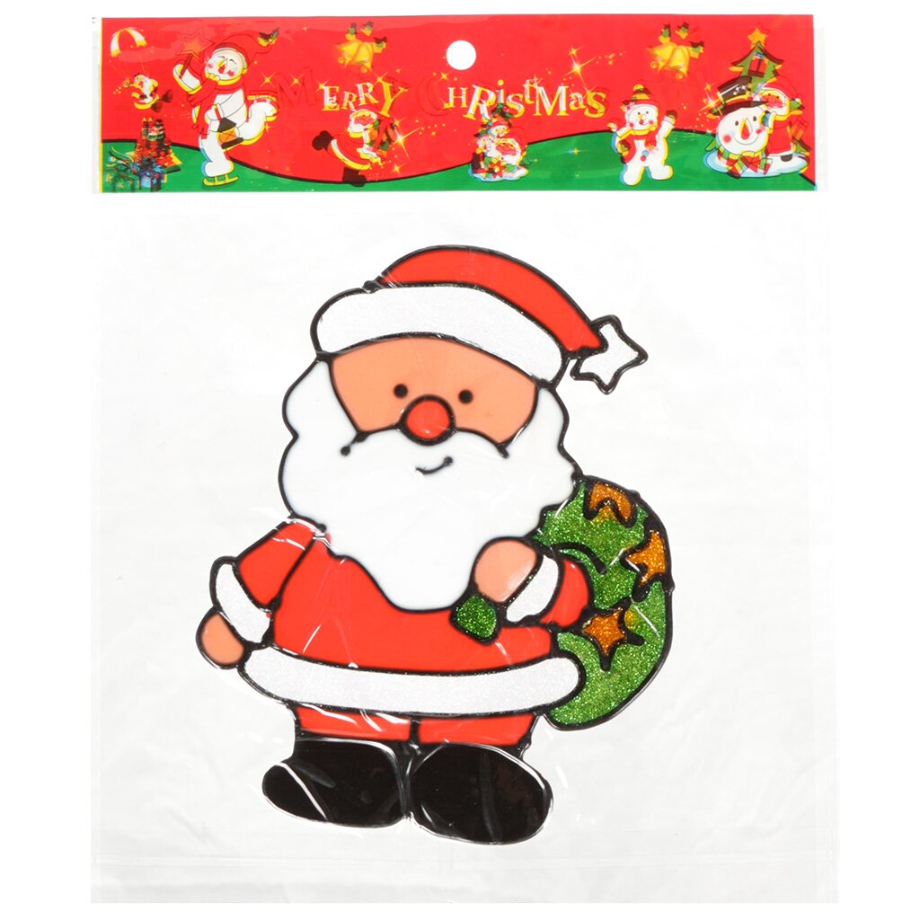 Наклейка на стекло, 20х20 см, Дед Мороз №5, SY16-112 ёлочное украшение дед мороз 10 см в коробке