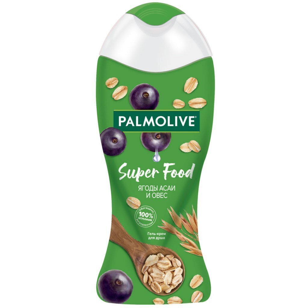 Гель для душа Palmolive, Super Food Асаи и Овес, 250 мл