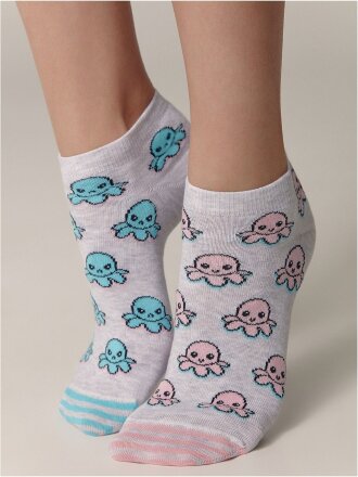 Носки для женщин, хлопок, Conte, Happy, 352, светло-серые, р. 23-25, 19С-114СП