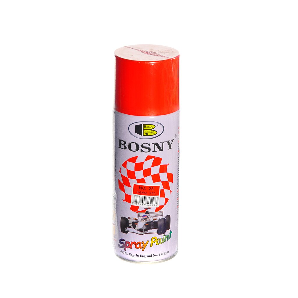 Краска аэрозольная, Bosny, №23, акрилово-эпоксидная, универсальная, глянцевая, красный насыщенная, 0.4 кг акриловая аэрозольная краска bosny
