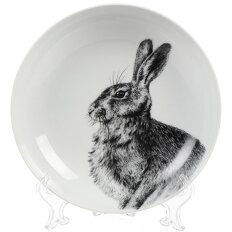 Тарелка суповая, фарфор, 20.5 см, круглая, Кролик, Добрушский фарфоровый завод, 2С1102