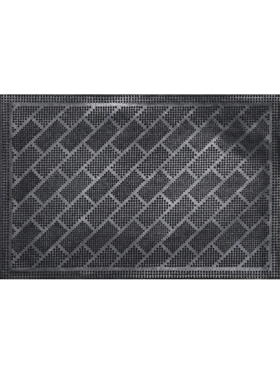 Коврик придверный, 45х75 см, прямоугольный, ПВХ, латексная пропитка, черный, без рисунка, Игольчатый, 93719