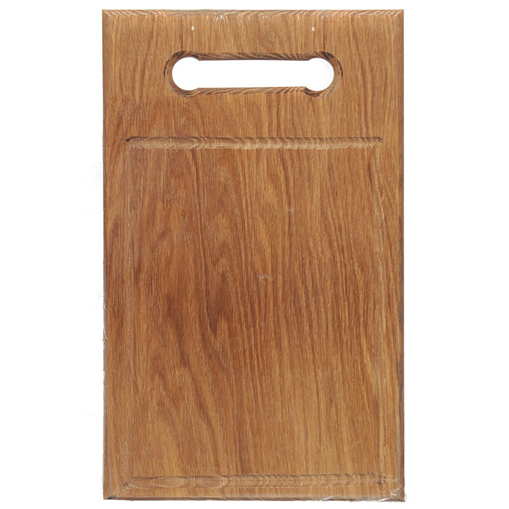 Доска разделочная дерево, дуб, резная ручка, 33х20 см, с ручкой, с желобом, Д07
