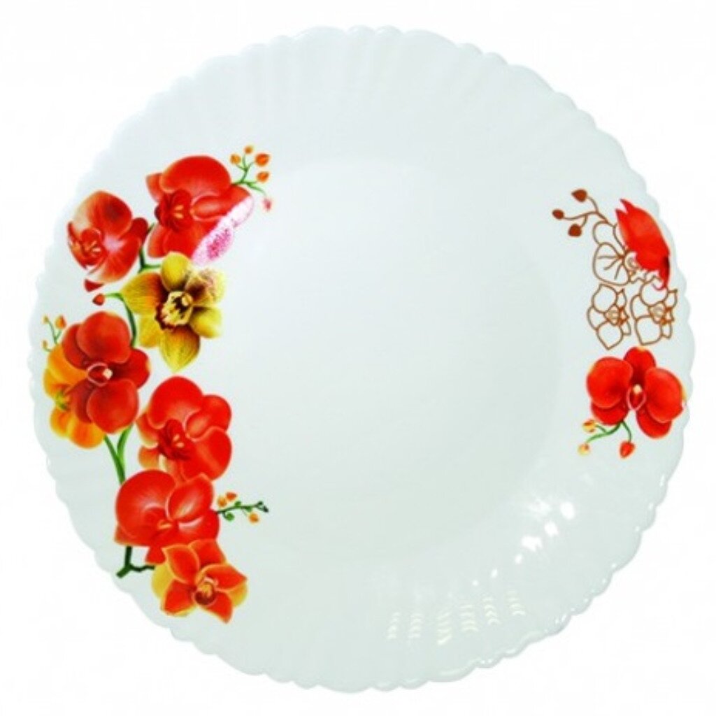 Тарелка обеденная, стеклокерамика, 24 см, круглая, Орхидеи, MFK08300