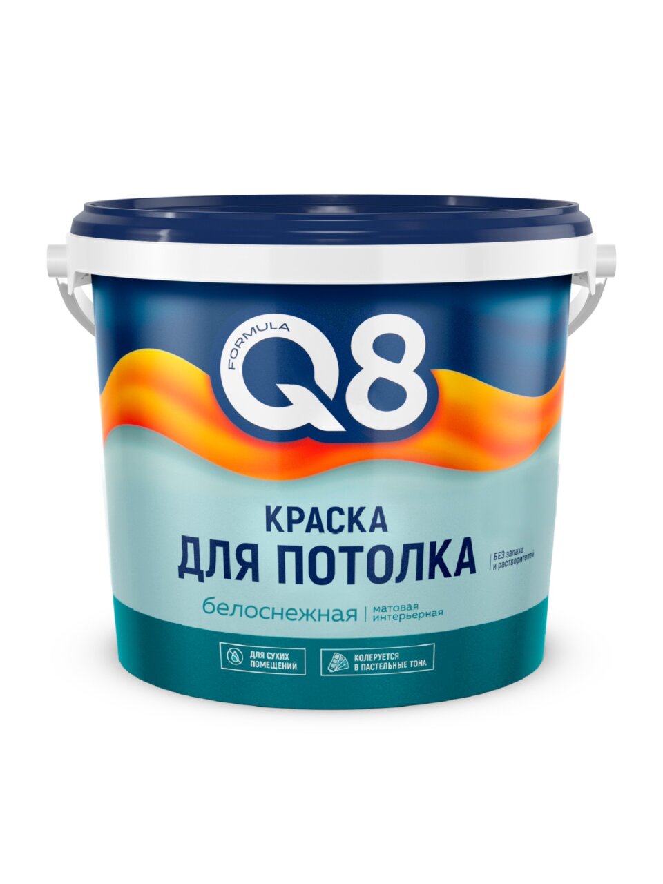 Краска водно-дисперсионная, Formula Q8, акриловая, для потолков, матовая, белая, 6.5 кг