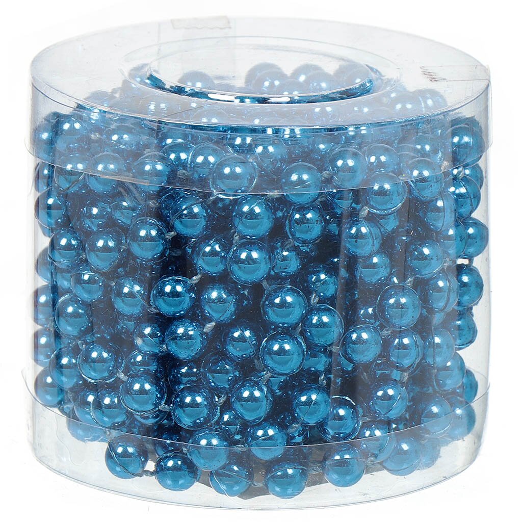 Бусы новогодние пластик, 0.8х500 см, круглые, синие, SY18ZL-81
