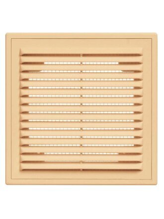 Решетка вентиляционная пластик, настенная, 210х210 мм, с сеткой, бежевая, Viento, 2121ВР