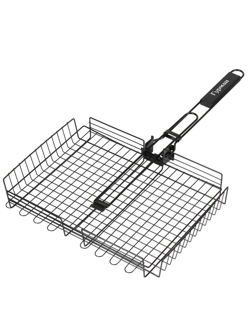Решетка барбекю 400х280х60 мм, Гурман, нержавеющая сталь, антипригарное покрытие, рукоятка дерево, складная, 11100107-1(40-28)
