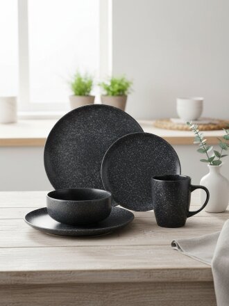 Сервиз столовый керамика, 16 предметов, на 4 персоны, Millimi, 824-184, черный