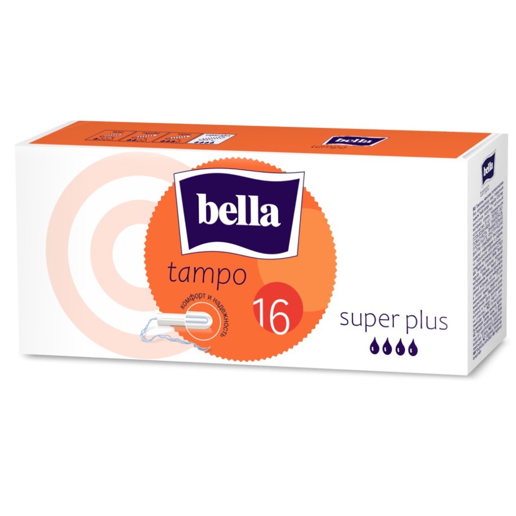 Тампоны Bella, Super Plus, 16 шт, BE-032-SP16-019 bella bella тампоны без аппликатора tampo super