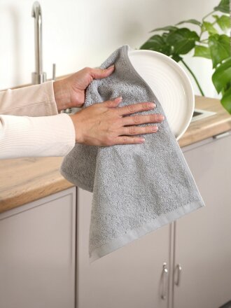 Полотенце кухонное махровое, 30х50 см, 480 г/м2, 100% хлопок, Silvano, Трея, серое, Узбекистан