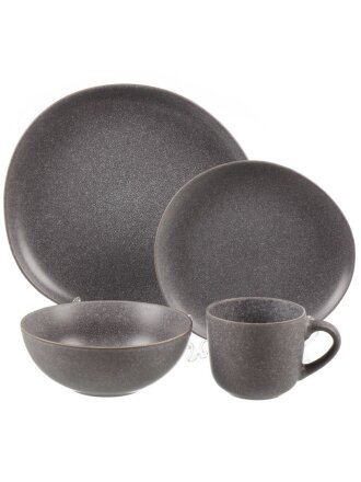 Сервиз столовый керамика, 16 предметов, на 4 персоны, Jewel, Грей, ПС00121-06, серый