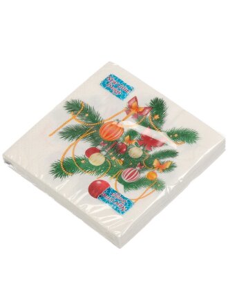 Салфетки бумажные New Line, Design Шары на ветке, 20 шт, 3 слоя, 33х33 см