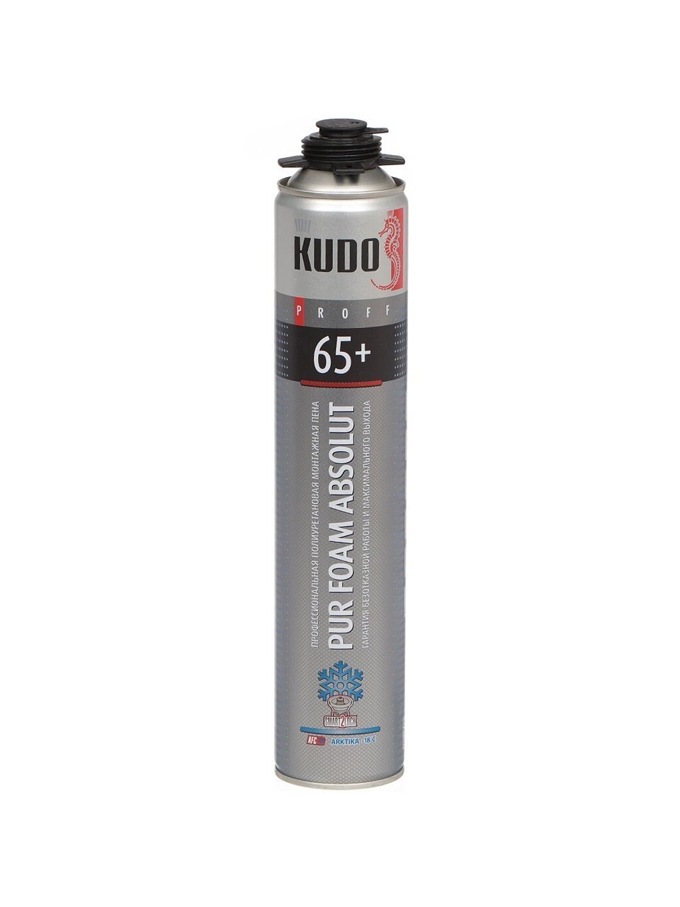 Пена монтажная KUDO, Proff 65+ Absolut Arktika, профессиональная, 65 л, 1 л, зимняя, KUPP10W65+