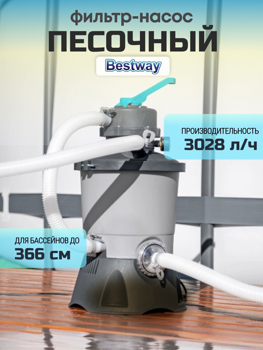 Фильтр-насос песочный для бассейна 3028 л/ч, 58515BW, подходит наполнитель 58475, Bestway