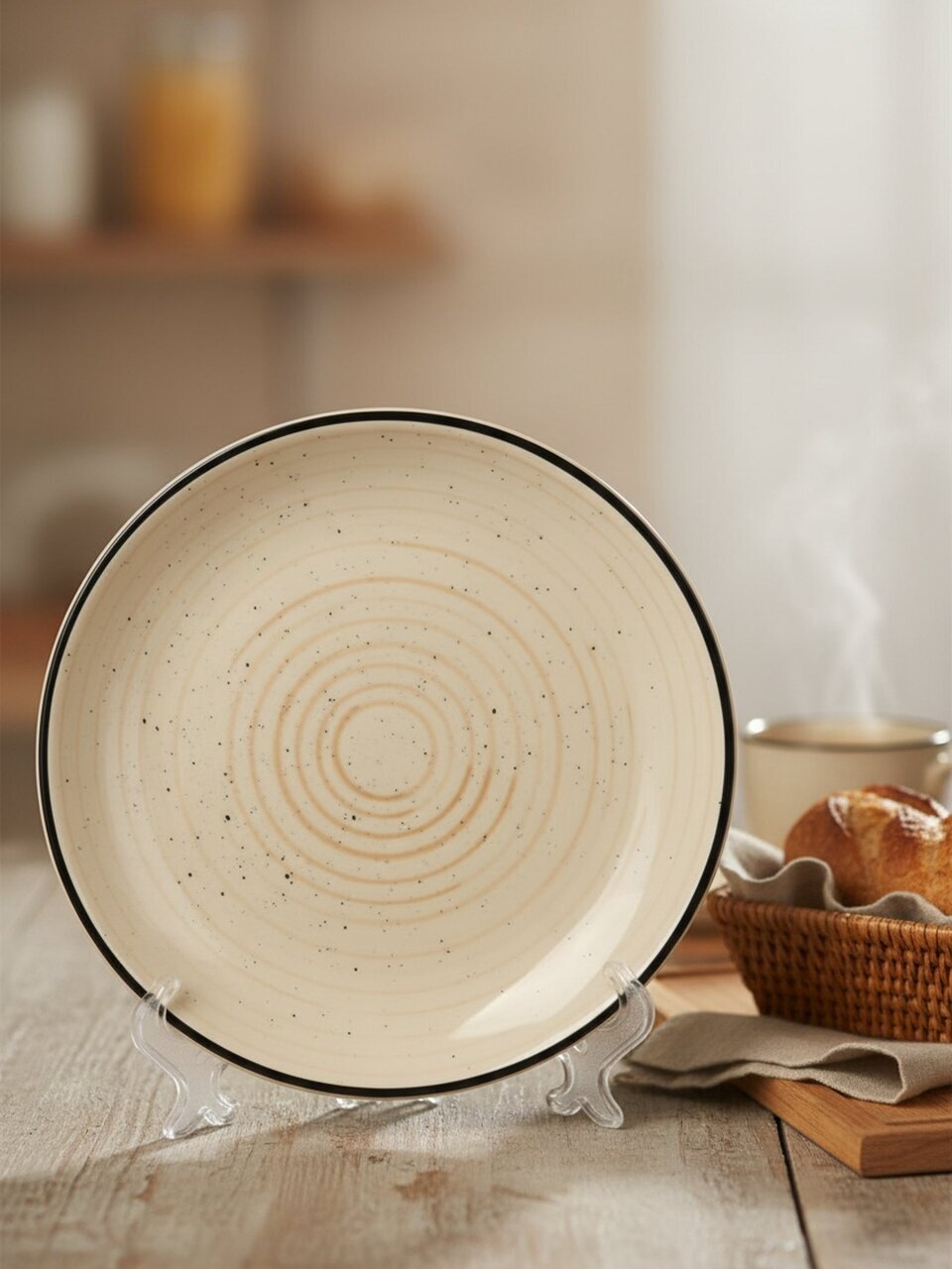 Тарелка десертная, керамика, 19 см, круглая, Фьюжен Миели, Elrington, 225-27023, бежевая