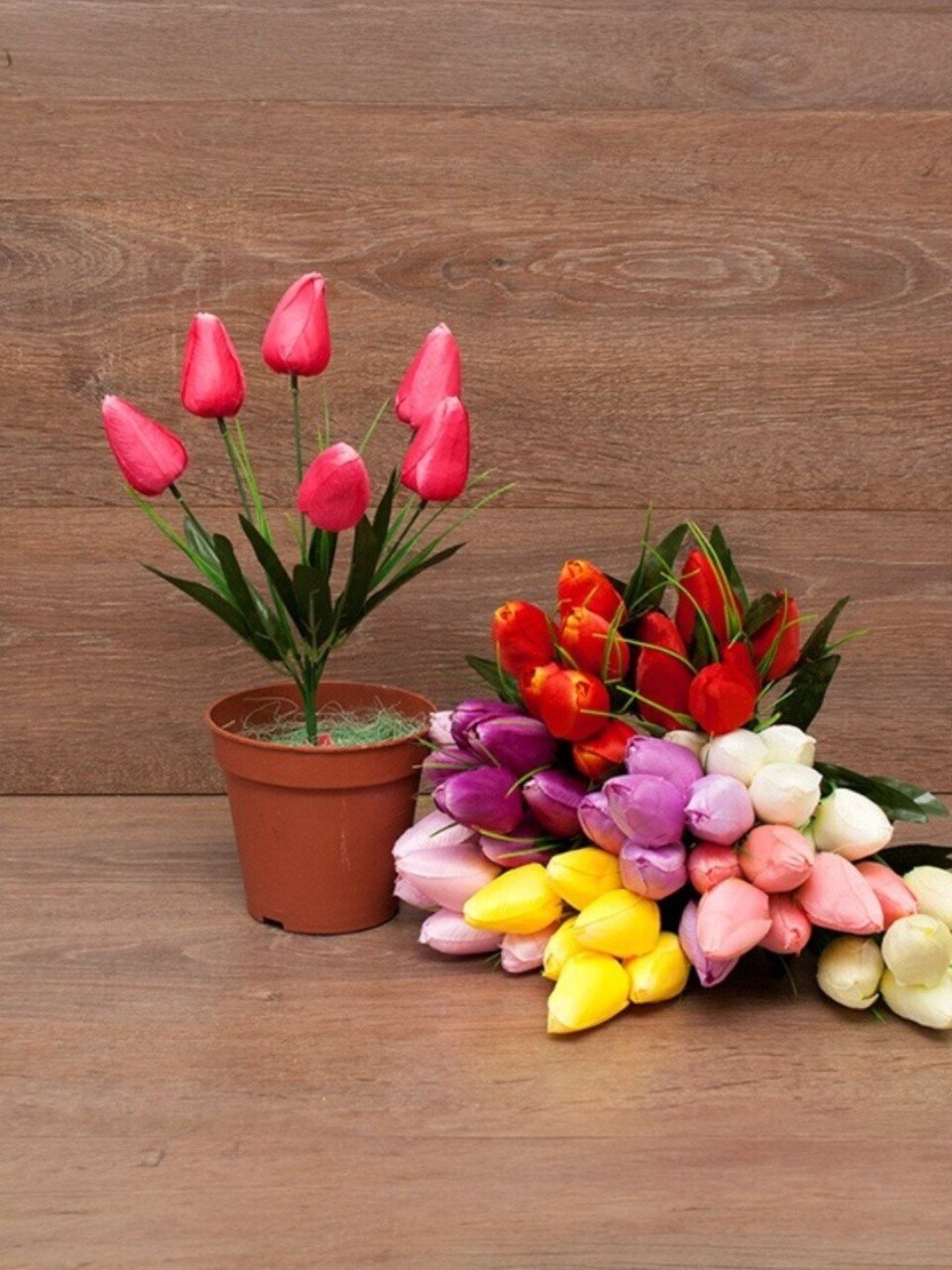 Цветок искусственный пасхальный, Тюльпан, 6 головок, 35 см, в ассортименте, F49-103