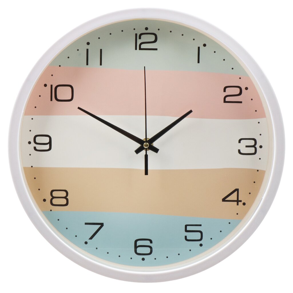 Часы настенные, кварцевые, 30 см, круглые, пластик, стекло, Y6-6083