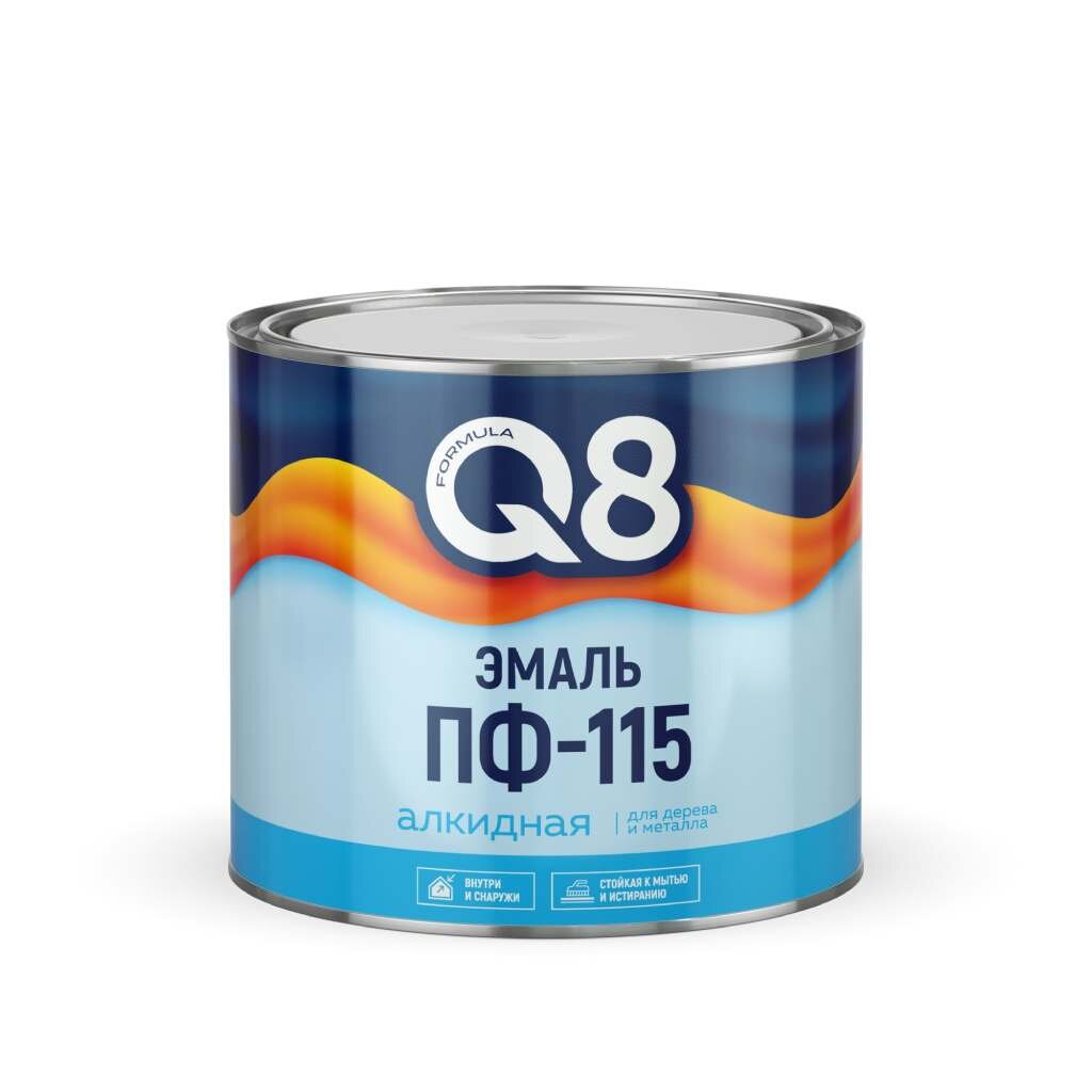 Эмаль Formula Q8, ПФ-115, алкидная, глянцевая, голубая, 1.9 кг эмаль formula q8 пф 115 алкидная глянцевая светло голубая 1 9 кг