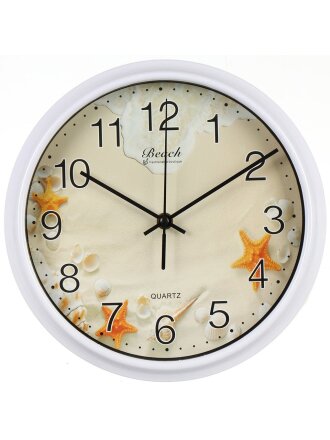 Часы настенные, 26 см, круглые, пластик, стекло, в ассортименте, Y6-6080