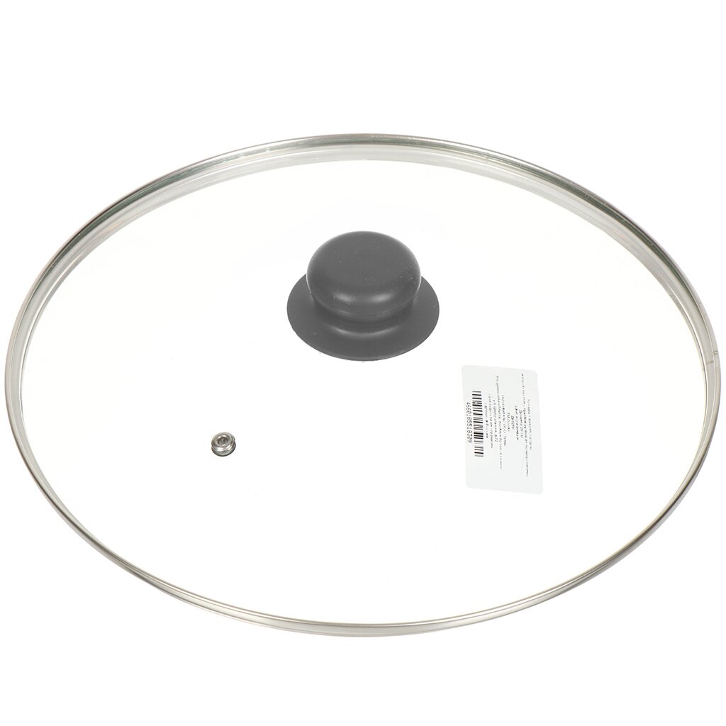 Крышка для посуды стекло, 28 см, Daniks, Серый, металлический обод, кнопка бакелит, Д4128С крышка для посуды стекло 16 см daniks металлический обод кнопка бакелит черная д4116ч