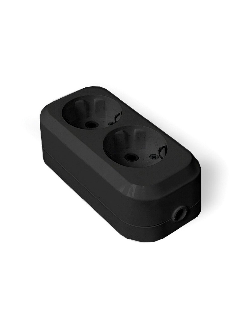 Колодка розеточная 2 гнезда, с заземлением, 16 А, черный, UNIVersal, 1303