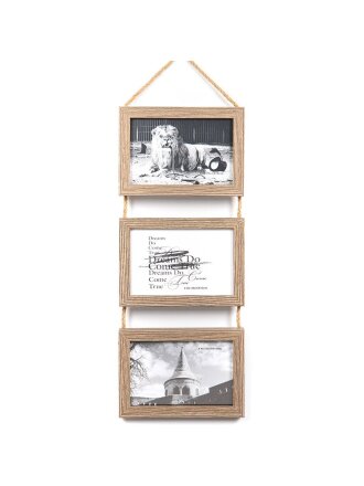 Фоторамка-коллаж на 3 фото, 49х17 см, фото 10х15 см, МДФ, коричневая, Y4-6749