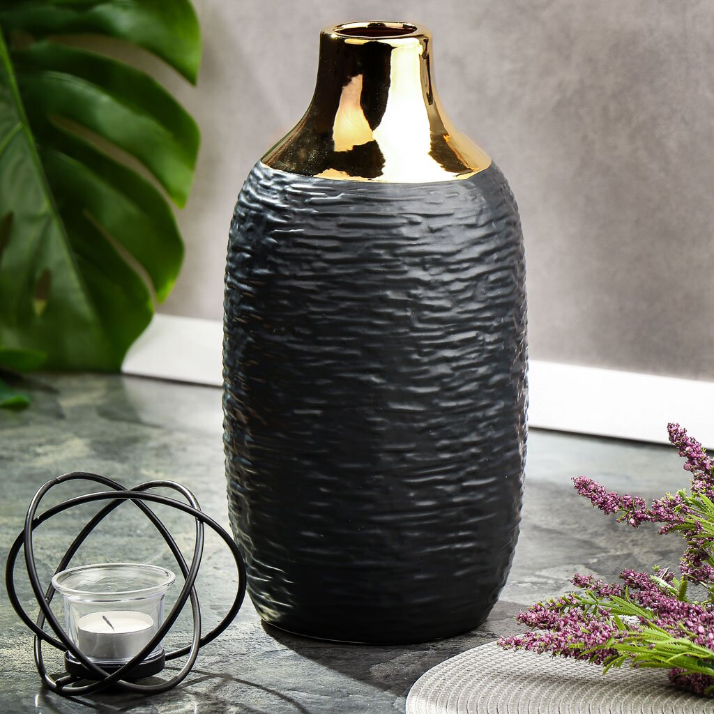 Ваза керамика, настольная, 32 см, Канны, Y4-7258, черная ваза керамика настольная 23х5 5 см синяя вуаль y6 10158